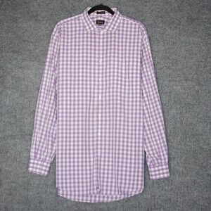 Neiman Marcus Mens Wrinkle Free Gingham Check Button Down Dress‎ Shirt 18 36/37